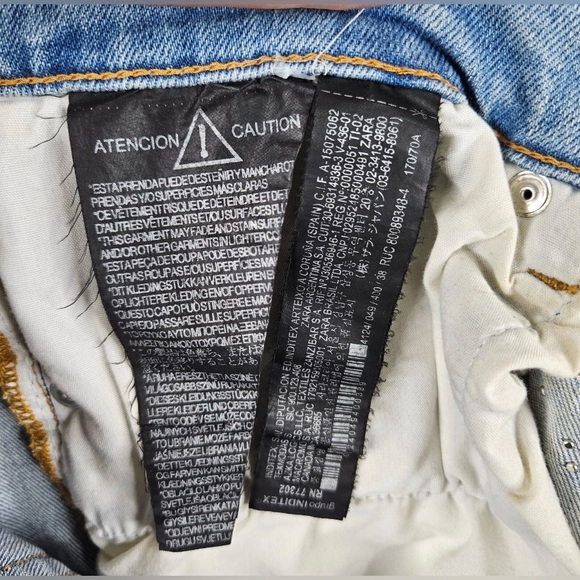 Zara Pearl-Embellished Cropped Jeans Distressed Light Blue